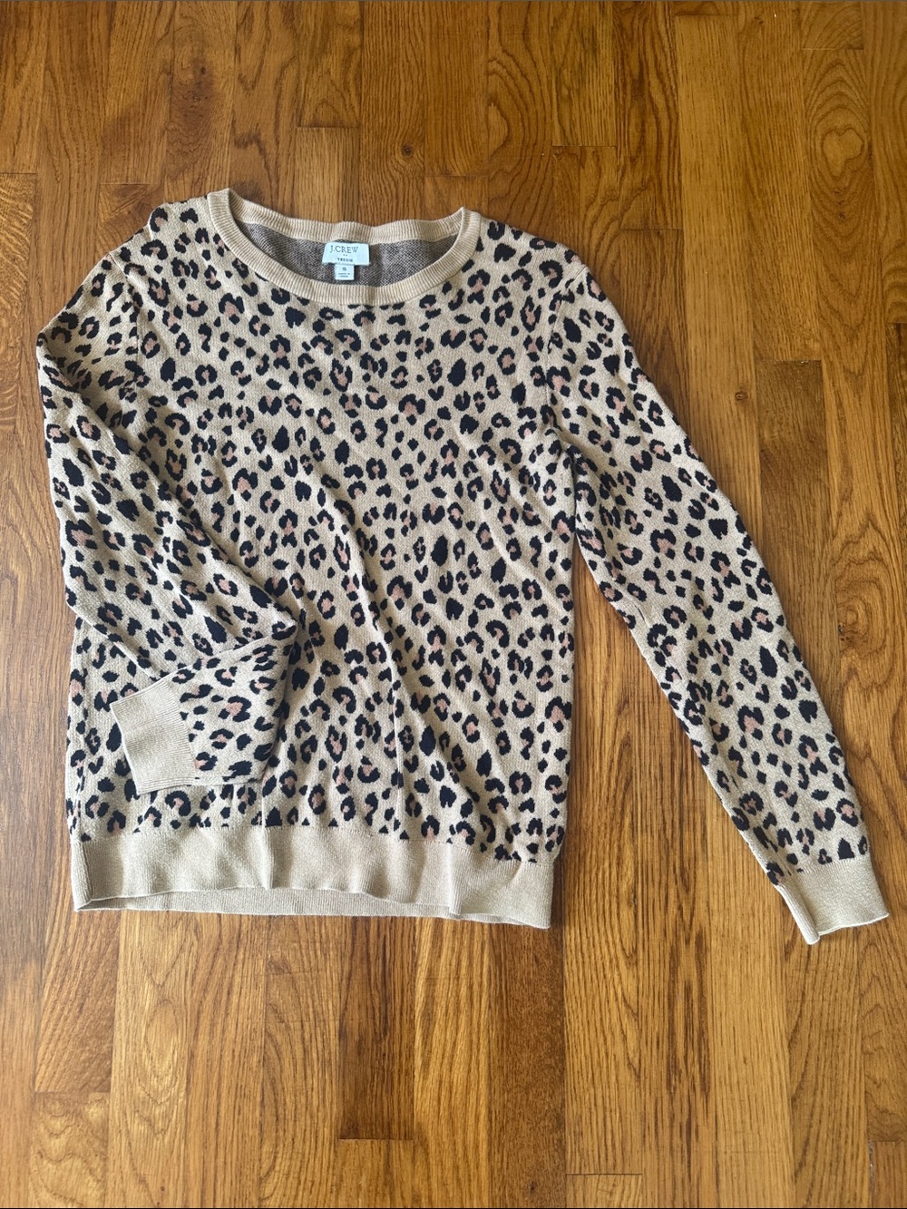 J. Crew Leopard Print Crewneck Sweater in Beige and Black